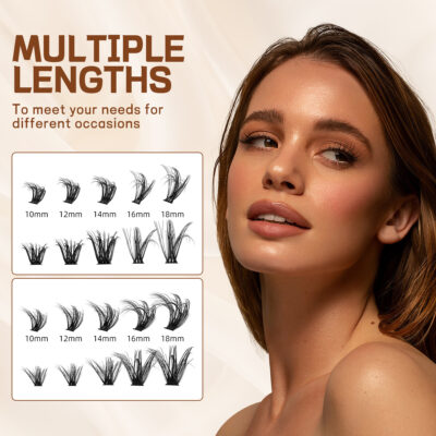 Cross-border DIY false eyelashes fluffy D-curve 30P 60P 80P 100P hot-melt cluster lashes European and American wholesale