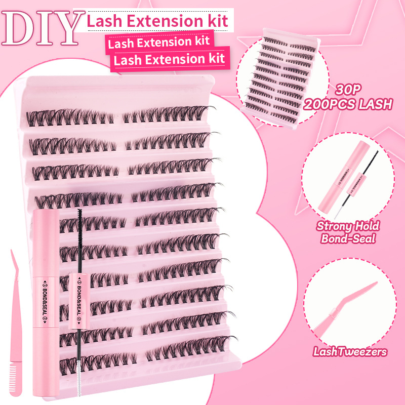 o1cn01r4wqya2eebynvfrbm 2215841308713 0 cib.jpg Cross-border Amazon DIY single-cluster segmented fluffy false eyelash set, thick style, hot-melt self-lash extension, 10 rows
