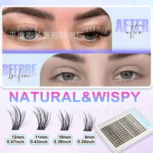 European and American Amazon cross-border best-selling feather fan false eyelash set, single cluster 3D eyelashes, fluffy and eye-enlarging