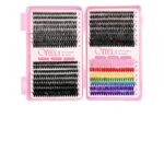 Cross-border best-selling European and American false eyelashes 30D40D50D colored hair large capacity segmented thick eyelash book tool set