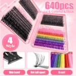 Cross-border best-selling European and American false eyelashes 30D40D50D colored hair large capacity segmented thick eyelash book tool set