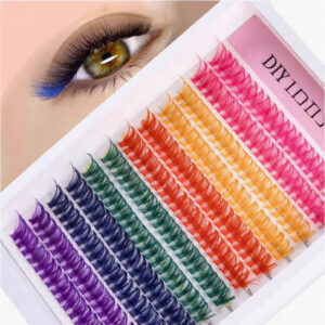 Export thick, curled, Thai-style, Western holiday makeup look single-cluster false eyelashes, elongated at the outer corner, colored lashes