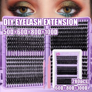 European and American cross-border bestseller 40-100D curved single-cluster false eyelashes DIY segmented thick curly eyelashes large capacity