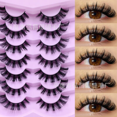 Cross-border European and American style false eyelashes, 7 pairs, thick, natural, curly, cross-border source factory false eyelashes