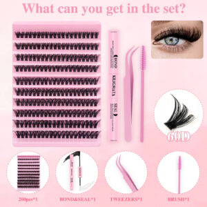 Cross-border 40D brown segment false eyelashes mixed DIY large capacity thick curly self-lash hot melt cluster manufacturer