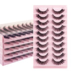 European and American thick eyelashes 8D fluffy curled voluminous false eyelashes multi-layer long cross mink-like lashes