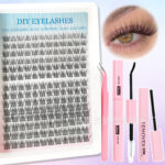 European and American cross-border false eyelash set, Amazon 168 clusters natural style triple fishtail lashes, large capacity