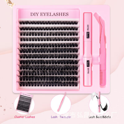Cross-border bestseller 80D segment false eyelash set, thick and three-dimensional, large capacity, DIY self-application, smoky makeup
