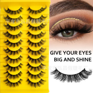 Cross-border bestseller, 10 pairs Russian volume false eyelashes, European and American thick, three-dimensional, curly, flat false eyelashes factory