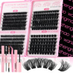 80D200D Fluffy Messy Segmented Doll Lashes 5D 3D Multi-Layer Extension 10-18mm Thick False Eyelashes Lash Book