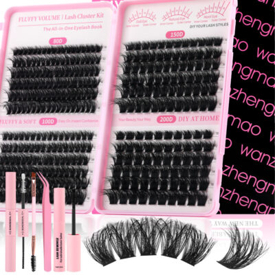 80D200D Fluffy Messy Segmented Doll Lashes 5D 3D Multi-Layer Extension 10-18mm Thick False Eyelashes Lash Book