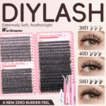 Cross-border European and American eyelash book mixed style false eyelashes 720 clusters large capacity black stem segmented self-lash extension set