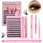 Cross-border 30P-100P Thick False Eyelashes Hot Melt Segmented Self-Lash Extension Amazon Wholesale Washboard Set
