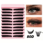 Cross-border best-selling false eyelashes 60D single cluster segmented self-lashing 3D thick curly fluffy cluster large capacity
