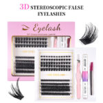 Messy Style Hot Melt Cluster Lashes 3D Single Cluster Eyelashes 80D Planting False Lashes Cross-border Natural Thick European and American DIY Self-adhesive