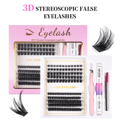 Messy Style Hot Melt Cluster Lashes 3D Single Cluster Eyelashes 80D Planting False Lashes Cross-border Natural Thick European and American DIY Self-adhesive