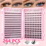 Cross-border best-selling false eyelash set 264 clusters lash book triple fishtail/autumn maple leaf single cluster false eyelashes lash book