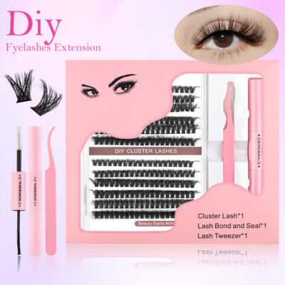 Pingdu Factory New Cross-border False Eyelashes DIY Single Cluster Fluffy Thick Curled欧美 Hot Melt Flower Lashes 60P