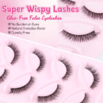 5D Fluffy Transparent Stem False Eyelashes, Large Capacity 5-Pair Set, Invisible and Seamless, Natural Firm Stem, Natural Fluffy