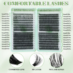 Cross-border bestseller 30D/40D/50D 640 clusters lash book large capacity false eyelashes D curl mixed pack from source factory