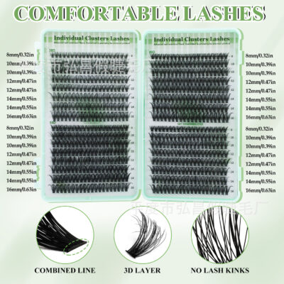 Cross-border bestseller 30D/40D/50D 640 clusters lash book large capacity false eyelashes D curl mixed pack from source factory