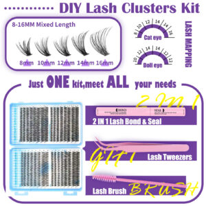 640PCS DIY Cluster Lashes OEM Custom Logo,1D Samp5D Bulk Mfr