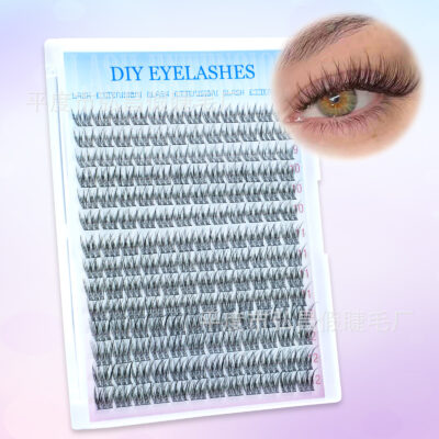 European and American cross-border bestseller, Amazon hot-selling triple fishtail false eyelash set, hot-melt cluster lashes from source factory