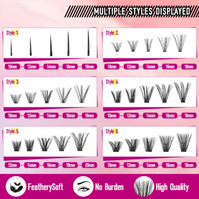 Spiky Lashes Eyelash Book Pointed Fairy 40D European and American Russian Hot Product DIY Segmented Cross-border False Eyelashes