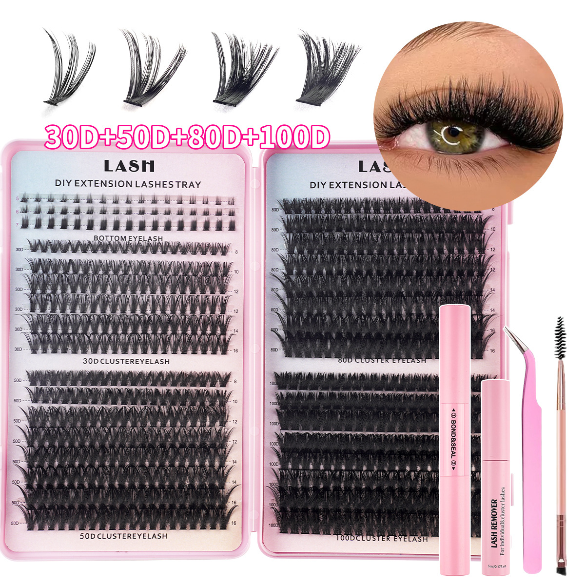 o1cn01xachhs2eec1dsux5j 2215841308713 0 cib.jpg Factory Eyelash Book / European and American Cross-border D-Curve Large Capacity Single Cluster False Eyelashes 8-18mm Natural Dense Curled Segmented