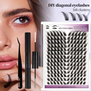 European and American cross-border new 168 clusters slanting single cluster flower lashes natural soft self-lamination segmented DIY eyelash set