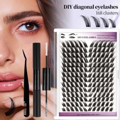 European and American cross-border new 168 clusters slanting single cluster flower lashes natural soft self-lamination segmented DIY eyelash set