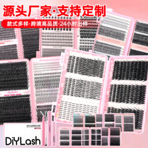 European and American cross-border false eyelash book large capacity Amazon mixed single cluster segmented flower eyelashes Middle East eyelashes with glue