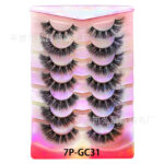 Cross-border bestseller European and American style false eyelashes 7 pairs set, thick natural curly, cross-border source factory false eyelashes