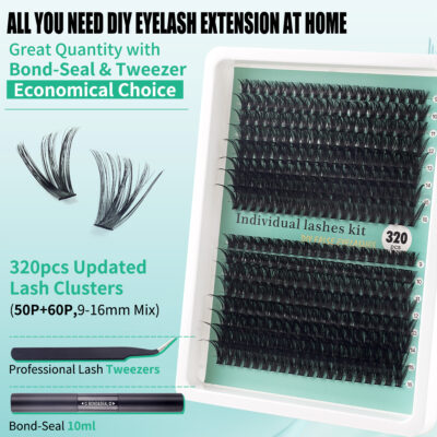 Cross-border new DIY segment eyelashes false eyelashes 100D large capacity D-curve messy thick curly realistic eyelashes