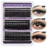 Cross-border European and American DIY eyelash book large capacity 30D40D mixed thick curly cluster segment false eyelash set