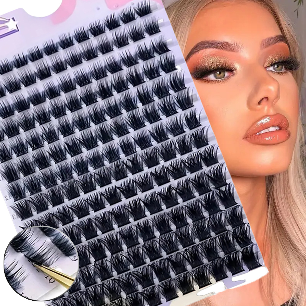 o1cn01xqivfw1pvyziwlwor 2219025691847 0 cib.jpg DIY Amazon temu Hot-selling Cross-border Segmented Cluster Lashes D-Curl Lash Extensions Single Cluster Thick Style Factory Wholesale