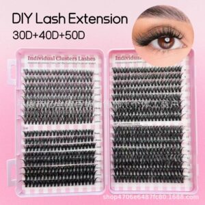 Cross-border European and American DIY eyelash book large capacity 30D40D mixed thick curly cluster segment false eyelash set