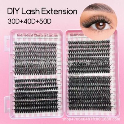 Cross-border European and American DIY eyelash book large capacity 30D40D mixed thick curly cluster segment false eyelash set