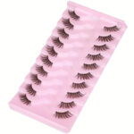 Cross-border cat-eye half false eyelashes, 10 pairs per pack, elongated tail, curled, dense, half-section transparent stem, factory wholesale