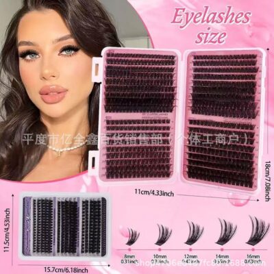 Cross-border large-capacity eyelash book DIY cluster lashes 9-16mm dense D curl 80D120D single cluster segmented eyelashes