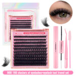European and American cross-border set 3D large capacity 200D three-dimensional fluffy thick imitation mink European and American self-lash extension segmented eyelashes