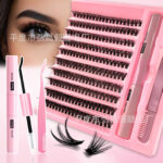Hot-selling Amazon cross-border EU/US fake eyelash set 30D 40D 50D 60D 80D single-cluster 3D hot-melt flower lashes