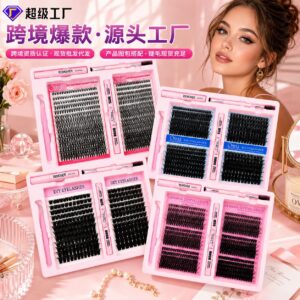 Pingdu source factory DIY cross-border self-lamination segmented simulation natural thick curly false eyelash glue set