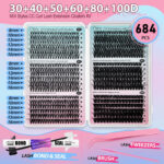 Cross-border large-capacity lash book, voluminous segmented false eyelashes, internet-famous Asian-style dense camera-ready 3D realistic false eyelashes