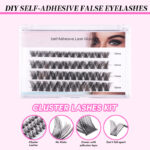 Cross-border glue-free false eyelashes, natural curly self-lamination fiber eyelashes for women's group DIY segmented self-adhesive eyelashes