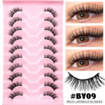 Cross-border one-piece 10-pair false eyelashes, cat-eye elongated tail style, European and American hot girl style, double eyelid false eyelashes