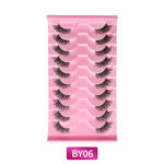 Foreign trade cross-border half-eye style false eyelashes, ten pairs per pack, in stock wholesale, one-piece black band fox-style curled false eyelashes