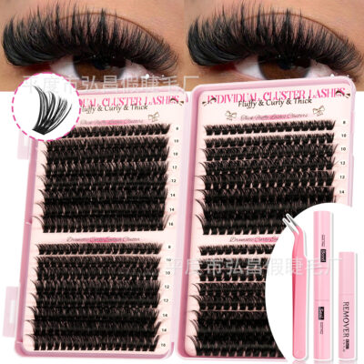 Cross-border bestseller 80D/100D mixed 32-row lash book false eyelashes factory stable supply cluster lashes