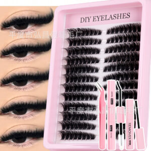 European and American cross-border bestseller false eyelash set 50D/80D/100D single cluster segmented 3D eyelashes wild fluffy