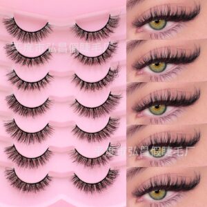 Cross-border bestseller European and American style false eyelashes 7 pairs set, thick, natural, curled, cross-border beauty tool source factory